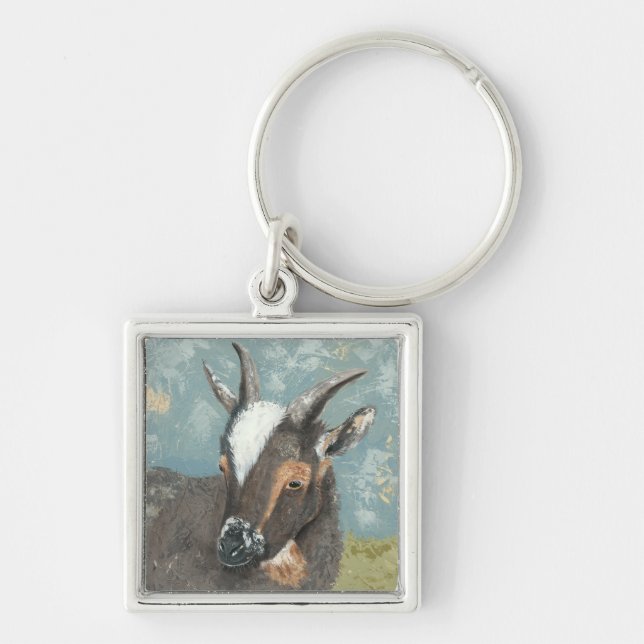 Farm Life-Grey Goat Key Ring (Front)