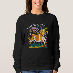Farm Life Hereford Rancher Cattle Lover Design Sweatshirt