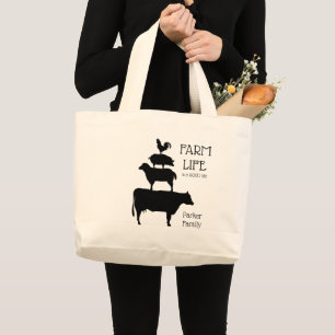 Farm Life Is A Good Life With Animals Large Tote Bag