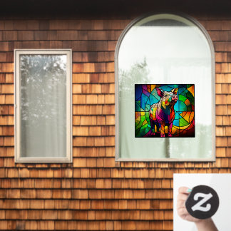 Farm Life Pig Hog Faux Stained Glass