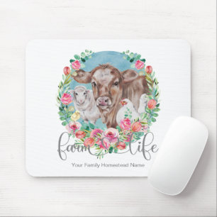 Farm Life Quote Family Homestead Chicken Cow Lamb Mouse Pad