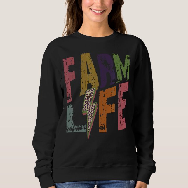 Farm Life Retro Hello Fall Autumn Thanksgiving Hap Sweatshirt (Front)