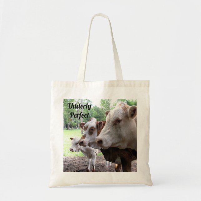 Farm Life Tote Featuring Cows and Calf Personalise Bag (Front)