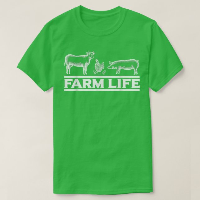 Farm Life With Animals  Farmer  T-Shirt (Design Front)