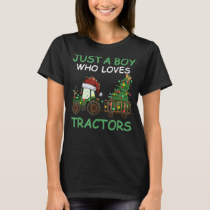 Farm Lifestyle Just A Boy Who Loves Christmas Trac T-Shirt