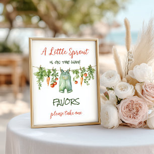 Farm Little Sprout Clothesline Baby Shower Favour Poster