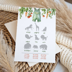 Farm Little Sprout Clothesline Baby Shower Game Card