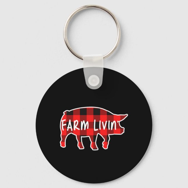 Farm Livin Pig Famer Pig Animals Animal Field Gift Key Ring (Front)