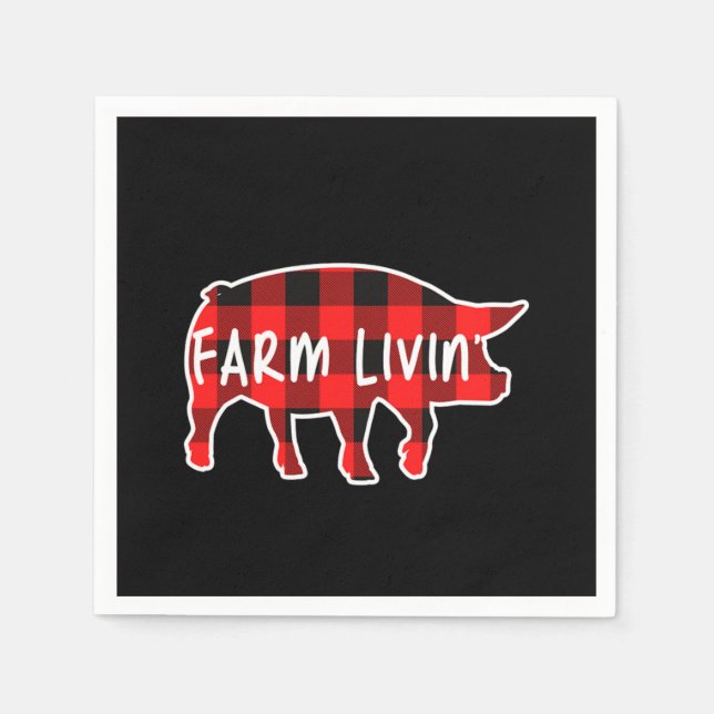 Farm Livin Pig Famer Pig Animals Animal Field Gift Napkin (Front)