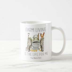 Farm Living Is The Life For Me Watercolor Chickens Coffee Mug
