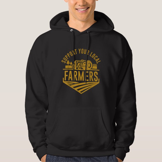 Farm Local Food Patriotic Farming Gift Idea Farmer Hoodie (Front)