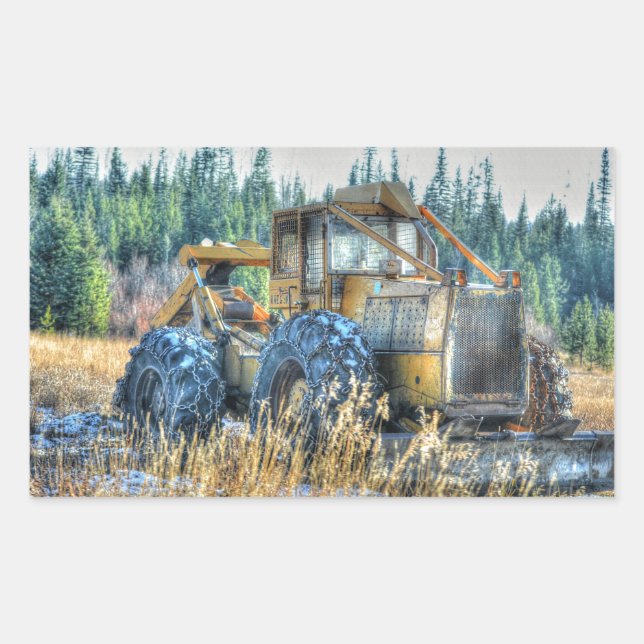 Farm Machinery, Tractor, Back-Hoe, Farm Vehicle Rectangular Sticker (Front)