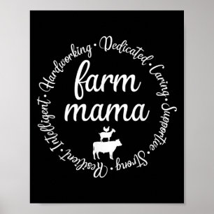 Farm Mama Hardworking Dedicated Goat Chicken G Cow Poster