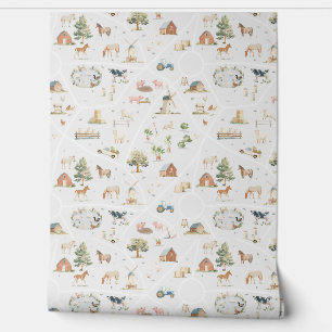 Farm map country village landscape nursery wallpaper