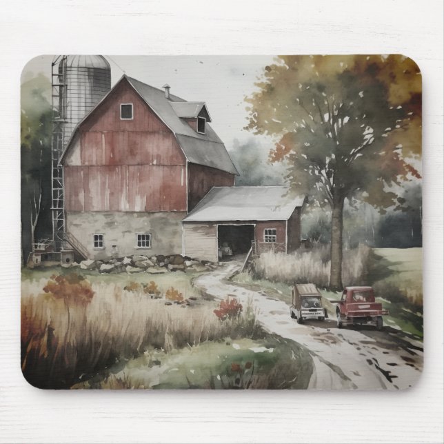 Farm Mouse Pad With Red Barn (Front)