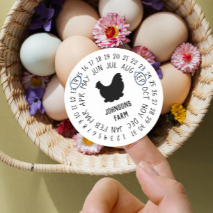 Farm Name   Fresh Farm Eggs Carton Date Wheel Classic Round Sticker