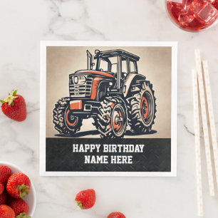 Farm Name Happy Birthday Tractor Tillage Farmer Napkin