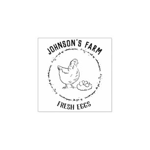 Farm Name, Hen Fresh Eggs Egg Carton Stamp