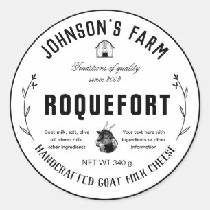 Farm Name   Wreath   Goat Milk Cheese   Vintage   Classic Round Sticker