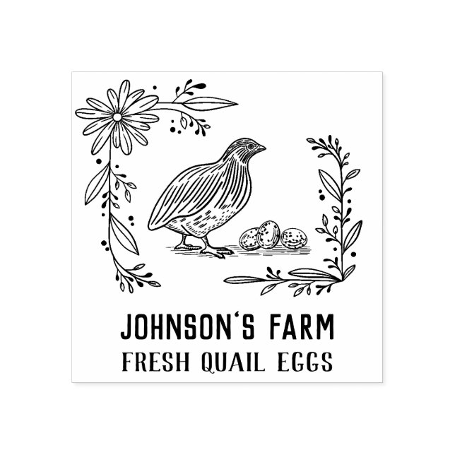 Farm Name | Wreath | Quail Eggs Carton Stamp (Imprint)