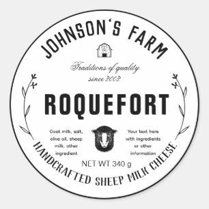 Farm Name   Wreath   Sheep Milk Cheese   Vintage   Classic Round Sticker