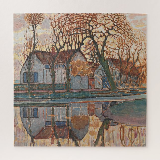 Farm near Duivendrecht Mondrian Dutch Landscape Jigsaw Puzzle (Vertical)
