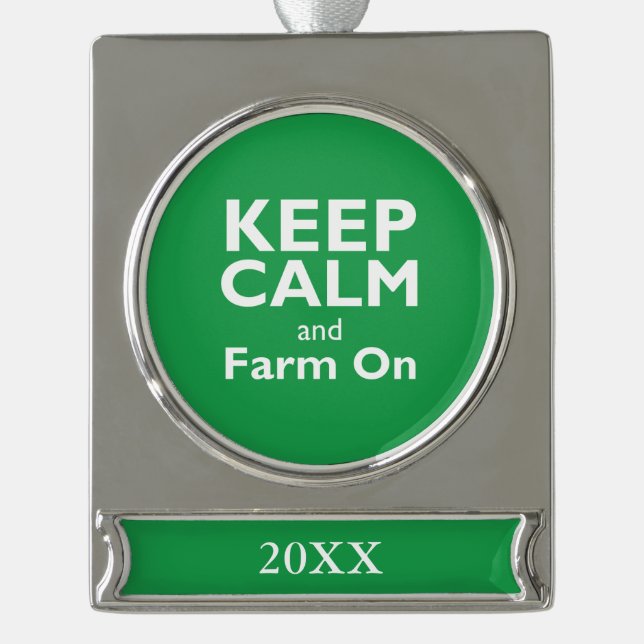 Farm On Silver Plated Banner Ornament (Front)
