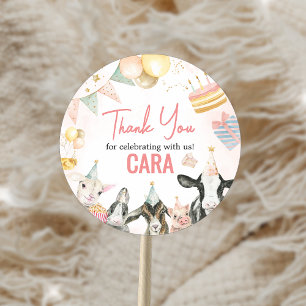 Farm Party Animals Birthday Party Classic Round Sticker