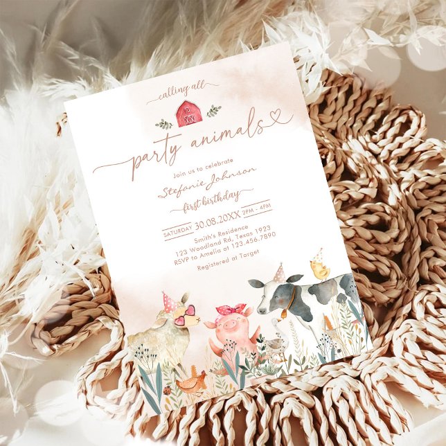 Farm Party Animals Kids Birthday Invitation (Creator Uploaded)