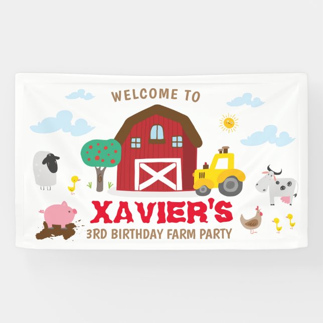 Farm party backdrop, farm birthday banner (Horizontal)