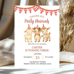Farm Party Calling All Party Animals Birthday  Invitation