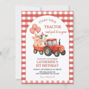 Farm Party First Birthday Invitation