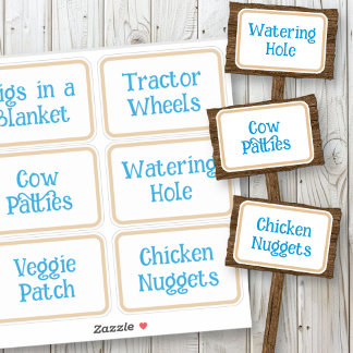 Farm Party Food Signs Custom-Cut Vinyl Sticker