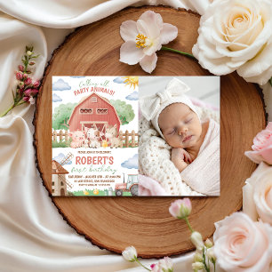Farm Party Photo 1st Birthday Invite
