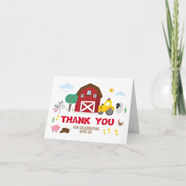 Farm party thank you, barn party you card (Front)