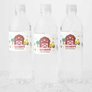 Farm party water bottle label, barnyard label