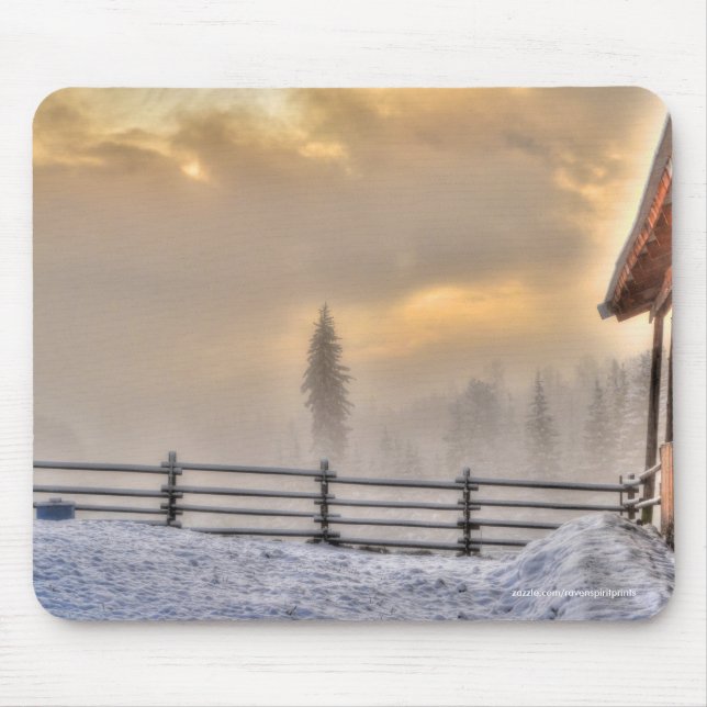 Farm Pastures in Winter Snow Mouse Pad (Front)