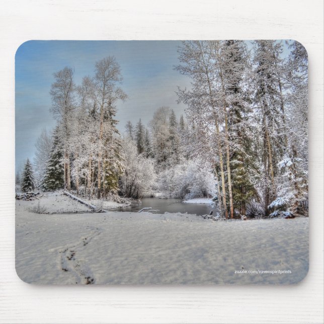 Farm Pastures in Winter Snow Mouse Pad (Front)