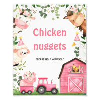 Farm Pink Barn Tractor Birthday Party Sign