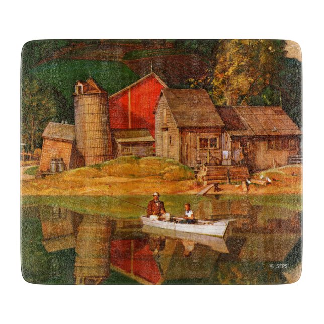 Farm Pond Landscape by Mead Schaeffer Cutting Board (Front)