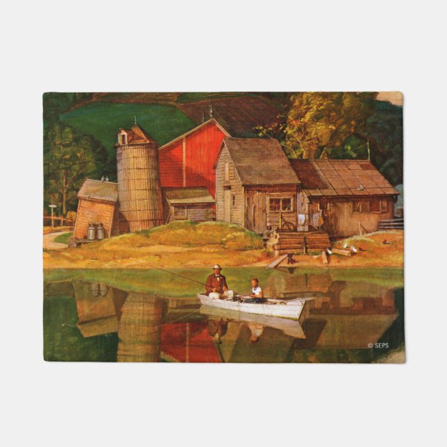 Farm Pond Landscape by Mead Schaeffer Doormat (Front)