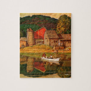 Farm Pond Landscape by Mead Schaeffer Jigsaw Puzzle