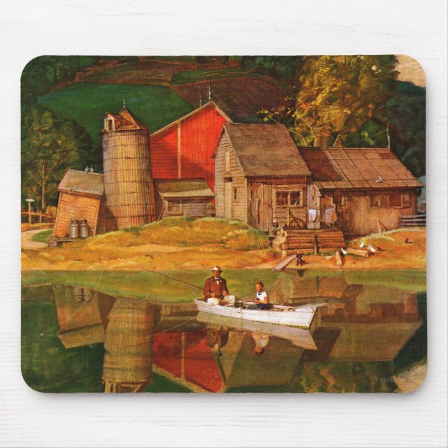 Farm Pond Landscape by Mead Schaeffer Mouse Pad (Front)