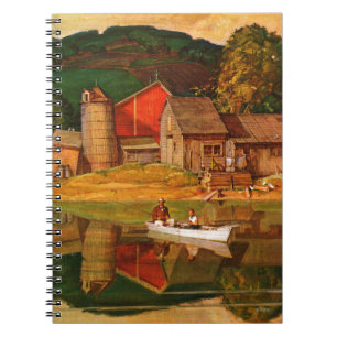 Farm Pond Landscape by Mead Schaeffer Spiral Notebook