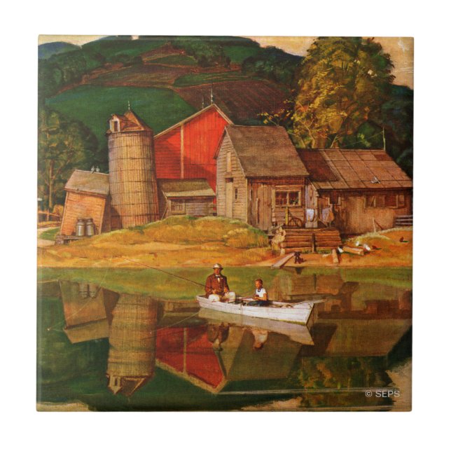 Farm Pond Landscape by Mead Schaeffer Tile (Front)