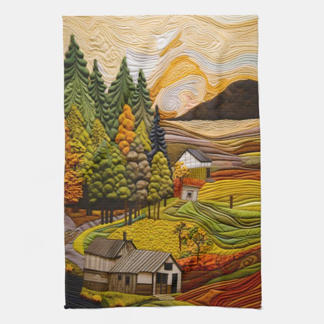 Farm Quilt Tea Towel (Vertical)