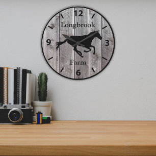 Farm Ranch or Stable Name 2 Custom Barnwood Styled Large Clock