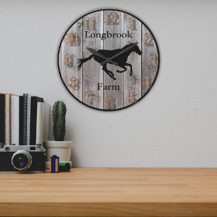Farm Ranch or Stable Name 3 Custom Barnwood Styled Large Clock