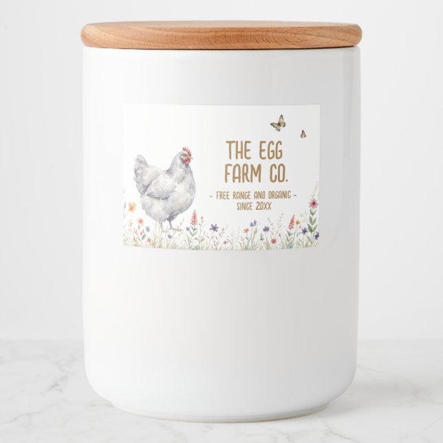 Farm Rectangle Sticker Watercolor Grey Hen  (Front)