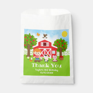 Farm Red Birthday Red Hair Boy Thank You Favour Bags